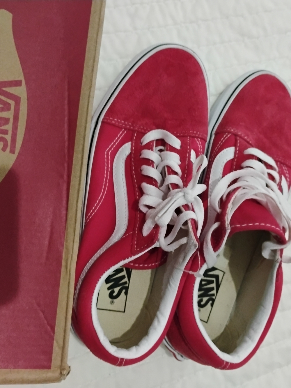 Vans Red & White Old Skool Low-Top Sneakers